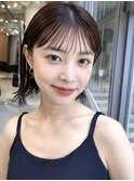 切りっぱなしボブナチュラルボブミディアム前髪縮毛矯正表参道