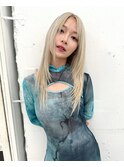 ホワイトベージュロングカラー