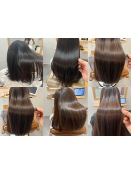 髪質改善トリートメントで髪のダメージを補修し、艶感のある髪へと導きます。思わず触りたくなる美髪に♪