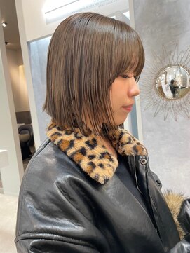 ポジ(poji) ボブ ミルクティーベージュ 艶髪 髪質改善カラー ショート