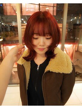 アクアオモテサンドウ(ACQUA omotesando) △ウルフカットレイヤーカットボルドーカラーレッドブラウン