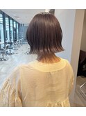 ボブカットにピンクグレージュ〇