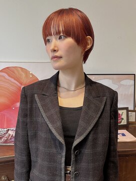 ヘアーアイストゥーレ(HAIR ICI TRE) ブリーチなしダブルカラー　オレンジブラウン　マッシュショート