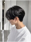 ブルーブラックフェザーパーマサーフカールセンターパート