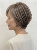 白髪ぼかしハイライト×似合わせショート/脱白髪染め/大人女性