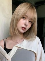 ロッソ 大橋店(Rosso)&nbsp;ミルクティーベージュの丸みボブ【大橋】