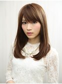 20代30代40代50代大人可愛いモーヴカラーセミディ
