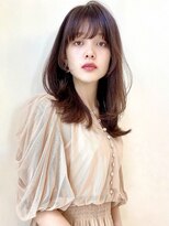 【朝楽 】レイヤーロング 顔周りレイヤー ショコラブラウン 韓国