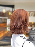 コントラストオレンジ☆切りっぱなしボブ