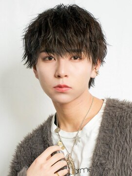 ブリーチ 刈谷店(BLEACHi) 【BLEACHi】黒髪ナチュラル波巻きミディアムウルフ