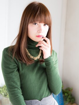 ヴィヴァーチェ 愛宕店(vivace) +vivace愛宕+ぱっつん前髪×アプリコットオレンジうる艶ロングj