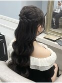 ねじりハーフアップ