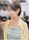 小顔ショート / ベージュ / 前髪あり