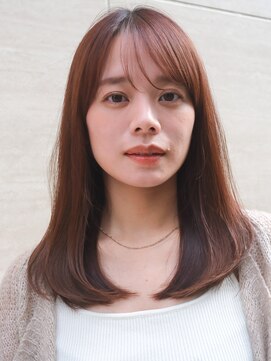 ガーデン 銀座(GARDEN) 小顔ストレートレイヤー/シースルーバング/暗めカラー/ベージュ