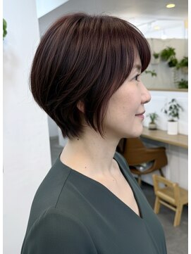 大人ショートボブ/レイヤーショート/白髪ぼかし/30代40代50代