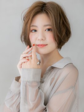 カバーヘア ブリス 川口(COVER HAIR bliss) ミルクティーブラウンプードルパーマ抜け感ボブX川口30代40代