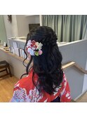 10代20代成人式卒業式向け♪編み込みハーフアップアレンジヘア