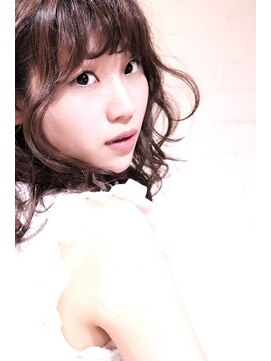 ホラン(HoLan) 【HoLan】波ウエーブxセミウエットxワイドバングxベージュカラー