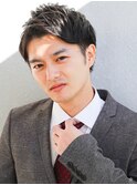 ビジネスマットショートレイヤーかき上げパーマトランクスヘア