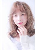 ☆ハイトーンウェーブミディ☆　(池袋)　髪質改善　メテオカラー
