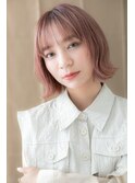 外国人風ピンクベージュハイライトボブルフTa1川口10代20代30代
