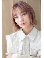 カバーヘア ブリス 川口(COVER HAIR bliss) 外国人風ピンクベージュハイライトボブルフTa1川口10代20代30代