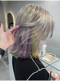 ミルクティーベージュダブルカラーインナーカラーケアブリーチ