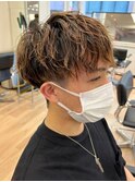 ツイストスパイラルパーマセンターパート波巻きスパイラルパーマ