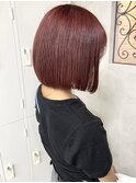 前下がりボブ/プツッとボブ/ピンクカラー