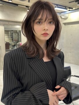 サイン 渋谷(SIGN) レイヤーカットインナーカラーイヤリングカラー色落ち綺麗表参道