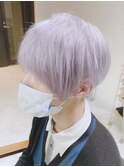 ホワイトカラー 韓国マッシュ シルバーカラーマッシュショート