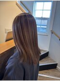 ハイライト暗髪ワンカール美シルエットロング20代30代