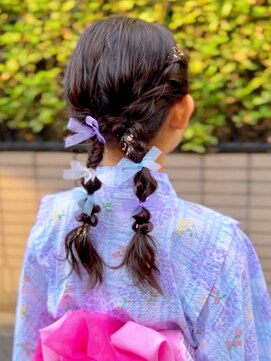 編み下ろしツイン　～浴衣ヘアアレンジ～