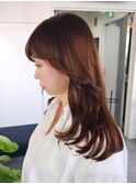 レイヤーカット マロンブラウンカラー