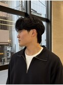 メンズセンターパートウルフセンターパートニュアンスパーマ襟足