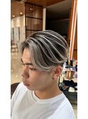 【メンズ】爽やかセンターパートハイライトスタイル