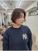 レッドブラウンのおしゃれナチュラルボブ