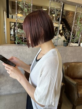 ウニレ バイ センス(unire by sense) 【飾磨/姫路】まとまるボブカット/ピンクベージュカラー