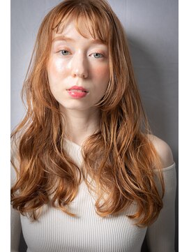 モッズヘア 越谷(mod's hair) 透明感アプリコットオレンジ小顔フェミニンロングw越谷20代30代