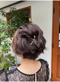 ショートヘアハーフアップ風アレンジ