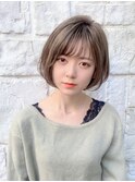 【東 純平】小顔に見える柔らかミニボブ+グレージュ