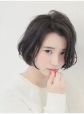 【owls】大人可愛いかきあげバング透け感カラー内巻き重めボブ