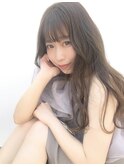 マロンベージュカラー☆うすめ前髪のゆるロングレイヤーカット