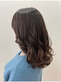 髪質改善トリートメント_マロンベージュ Aラインボブ かきあげ