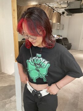 アイリー 名古屋(A/LEE) フェイスフレーミング／赤／インナーカラー