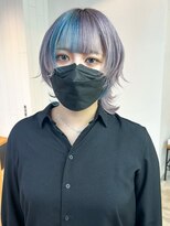 アルバム 池袋(ALBUM) ポイントカラーウルフ_グレーベージュレイヤーロング_ba476071