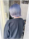 ブルーシルバーカラー/ショートボブ/ハイトーン/ケアブリーチ