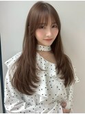 ロングレイヤーシースルーぱっつんバングハニーベージュ