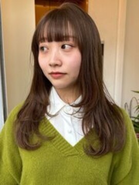 パークヘア 天神大名(parc hair) ショコラブラウン シースルーバング ワンカール セミロング
