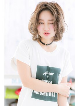 ミック ヘアアンドメイク アップ 駒込店(miq Hair&Make up) 外国人風抜け感ヘア☆ゴールドベージュかきあげボブb1